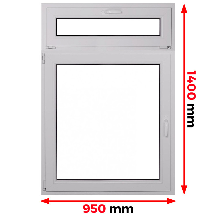 Raam PVC 950 x 1400 mm met Bovenlicht