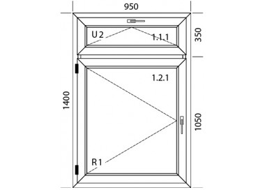 Raam PVC 950 x 1400 mm met Bovenlicht