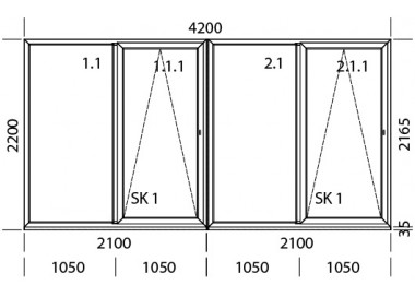 PVC Schuifpuien PSK Tuindeuren Kunststof Kozijnen  4200 x 2200 mm