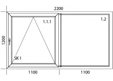 Raam PVC 2200 x 1200 mm - Schuifraam PSK