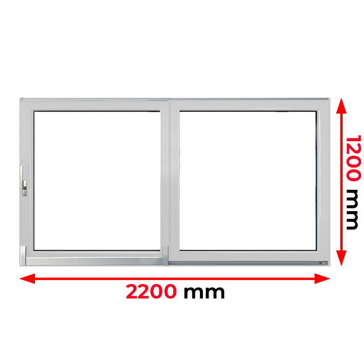 Raam PVC 2200 x 1200 mm - Schuifraam PSK