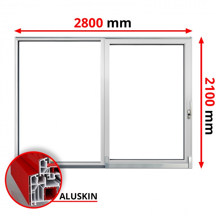 PVC Schuifpuien PSK + Aluskin Tuindeuren Kunststof Kozijnen 2800 x 2100 mm