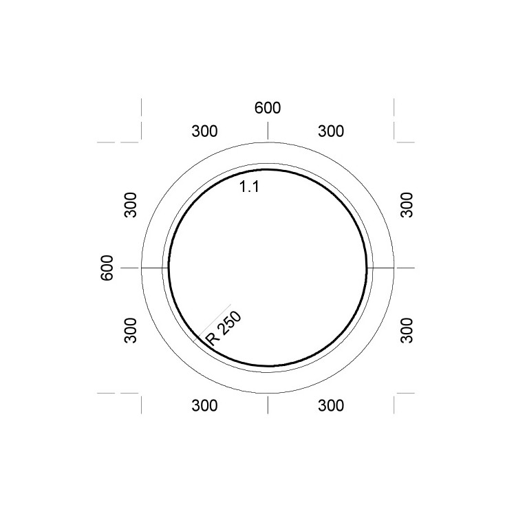 Raam PVC 600 x 600 mm - Ronde