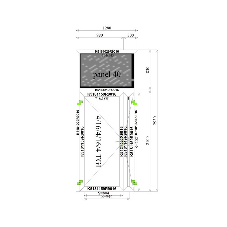 	Aluminium Deur 1280 x 2930 mm Aluprof MB70	