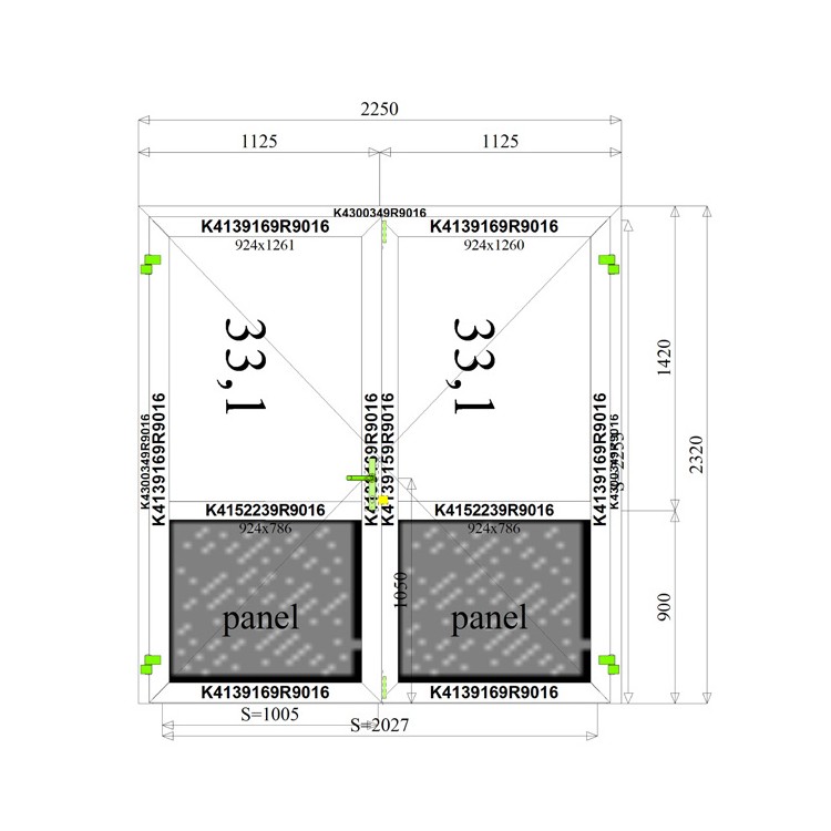 	Aluminium Deur 2250 x 2320 mm Aluprof MB45	