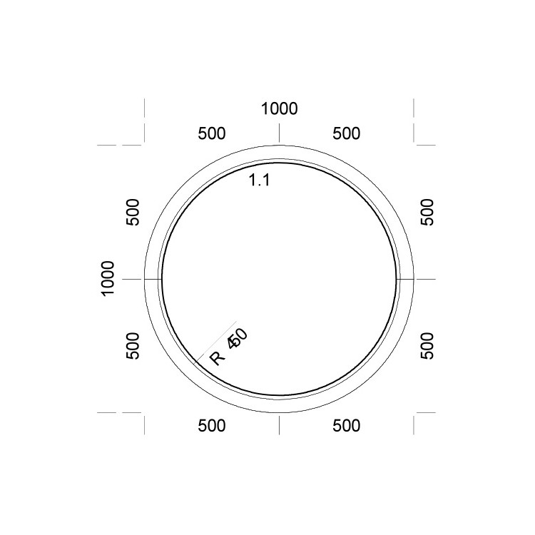 Raam PVC 1000 x 1000 mm - Ronde