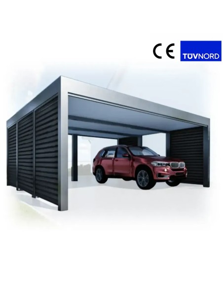 Carport vrijstaand 6x6 m met zijwanden 5+0
