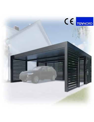 Carport vrijstaand 6x6 m met zijwanden 4+3