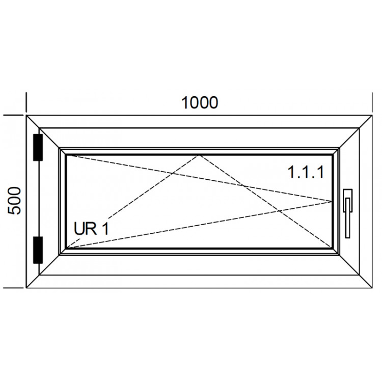 Raam PVC 1000 x 500 mm