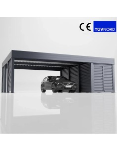 Carport vrijstaand 6×6 m met zijwanden en schuur 2+0