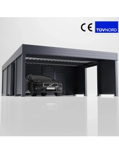 Carport vrijstaand 6×6 m met zijwanden en schuur 4+0