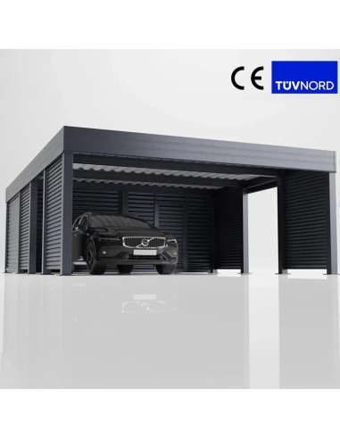Carport vrijstaand 6×6 m met zijwanden en schuur 4+0