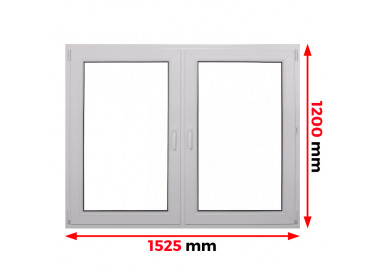 Raam PVC 1525 x 1200 mm - dubbele vleugel