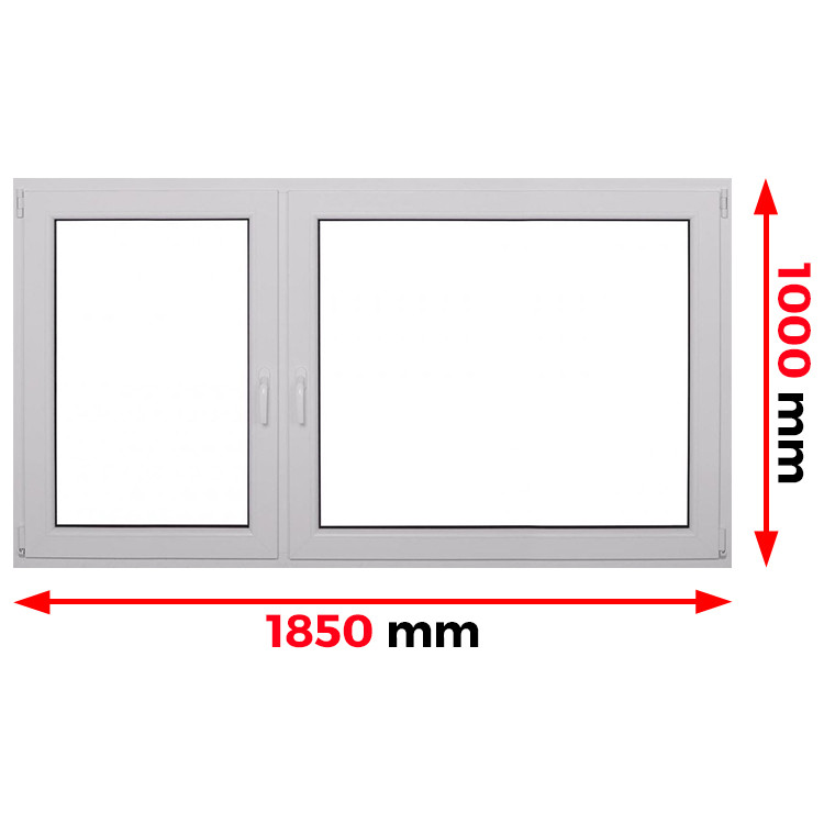 Raam PVC 1850 x 1000 mm - dubbele vleugel