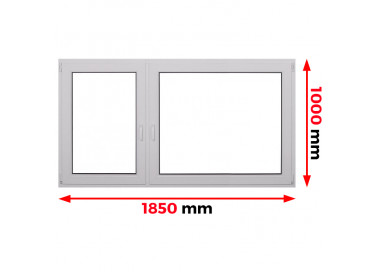 Raam PVC 1850 x 1000 mm - dubbele vleugel