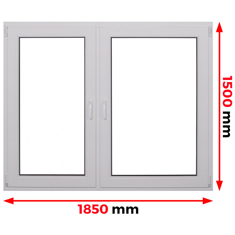 Raam PVC 1850 x 1500 mm - dubbele vleugel