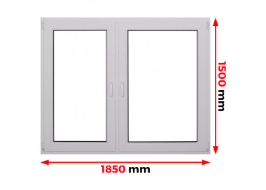 Raam PVC 1850 x 1500 mm - dubbele vleugel