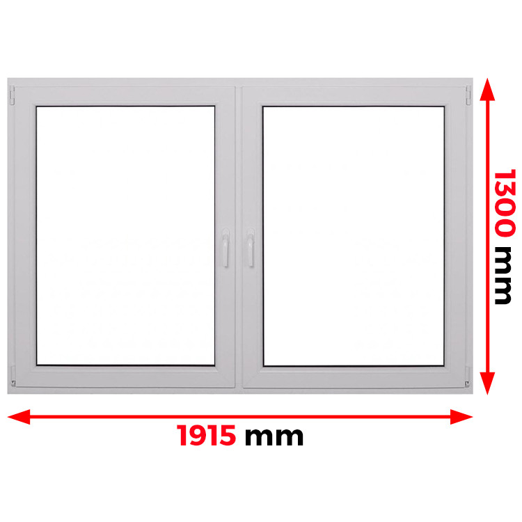 Raam PVC 1915 x 1300 mm - dubbele vleugel
