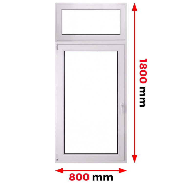 Raam PVC 800 x 1800 mm met Bovenlicht