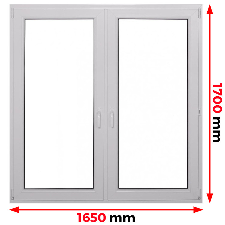 Raam PVC 1650 x 1700 mm - dubbele vleugel