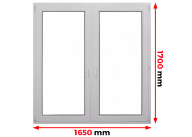 Raam PVC 1650 x 1700 mm - dubbele vleugel