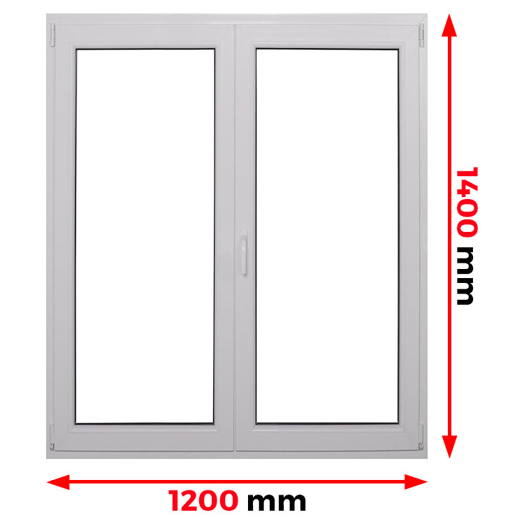 Raam PVC 1200 x 1400 mm - dubbele vleugel