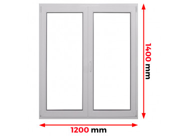 Raam PVC 1200 x 1400 mm - dubbele vleugel