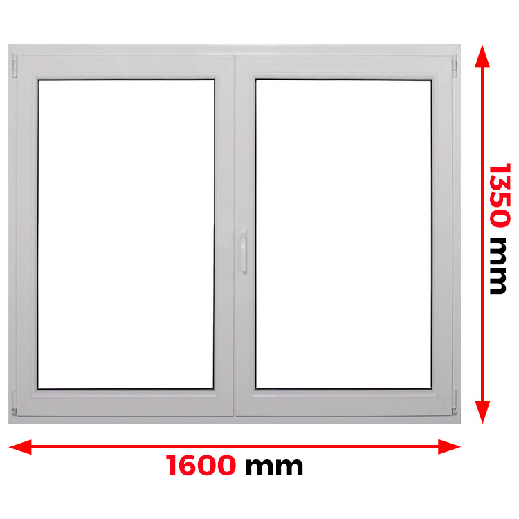 Raam PVC 1600 x 1350 mm - dubbele vleugel