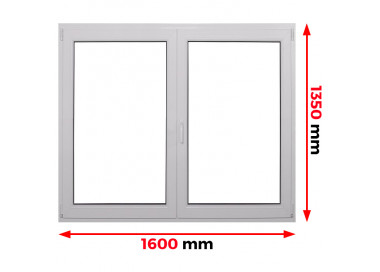 Raam PVC 1600 x 1350 mm - dubbele vleugel