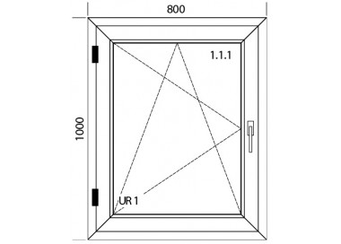 Raam PVC 800 x 1000 mm - dubbele vleugel