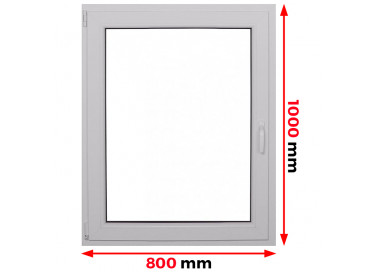 Raam PVC 800 x 1000 mm - dubbele vleugel