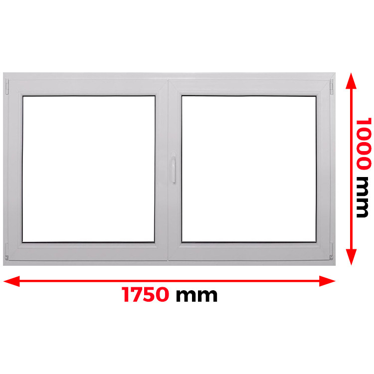 Raam PVC 1750 x 1000 mm - dubbele vleugel