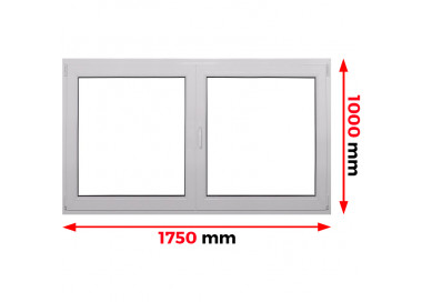 Raam PVC 1750 x 1000 mm - dubbele vleugel