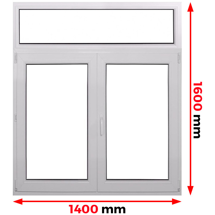 Raam PVC 1400 x 1600 mm - dubbele vleugel