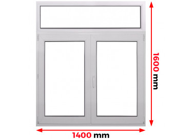 Raam PVC 1400 x 1600 mm - dubbele vleugel