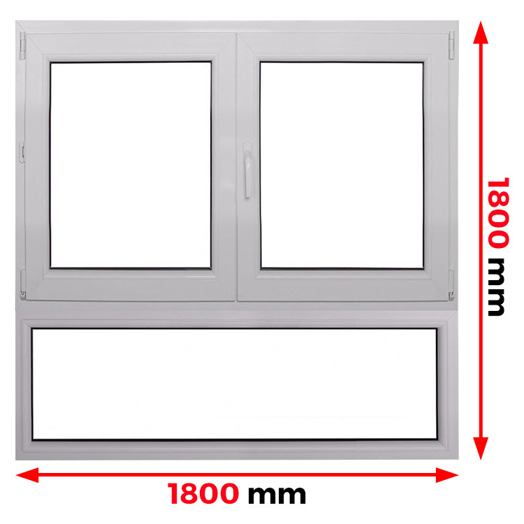Raam PVC 1800 x 1800 mm - dubbele vleugel