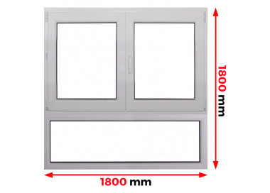 Raam PVC 1800 x 1800 mm - dubbele vleugel