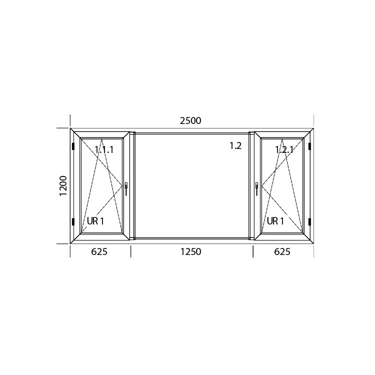 Raam PVC 2500 x 1200 mm