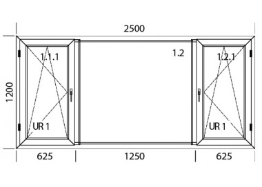 Raam PVC 2500 x 1200 mm