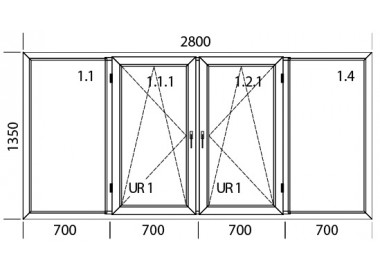 Raam PVC 2800 x 1350 mm