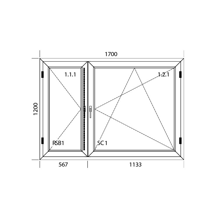Raam PVC 1700 x 1200 mm