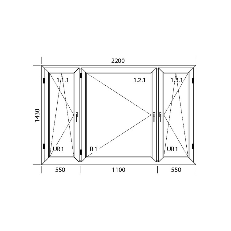 Raam PVC 2200 x 1430 mm
