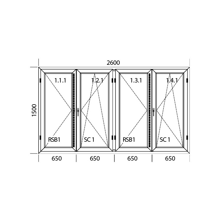 Raam PVC 2600 x 1500 mm