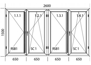 Raam PVC 2600 x 1500 mm