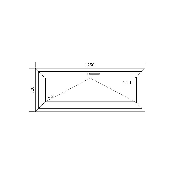 Raam PVC 1250 x 500 mm