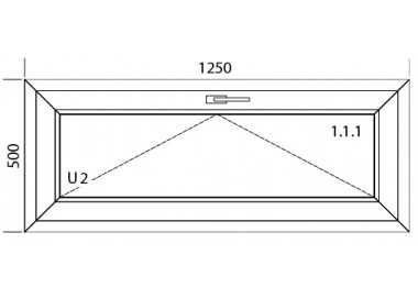 Raam PVC 1250 x 500 mm