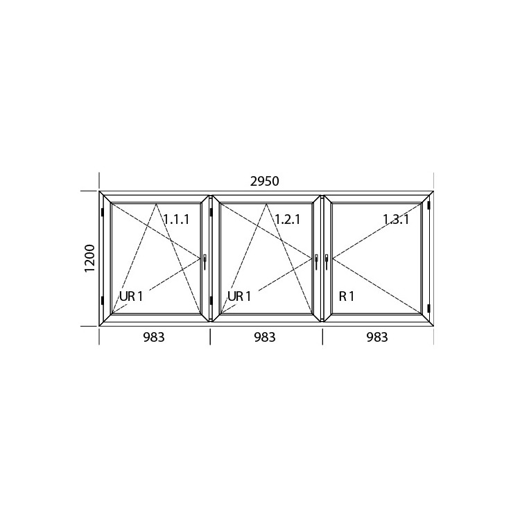 Raam PVC 2950 x 1200 mm