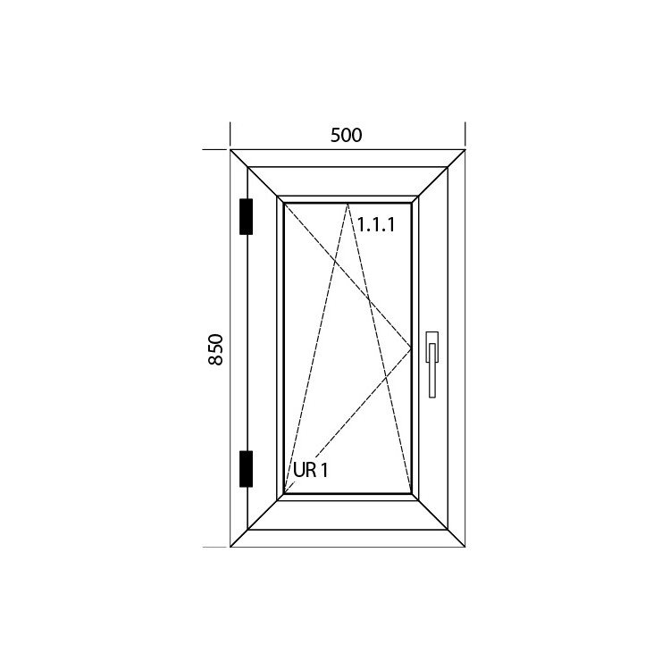 Raam PVC 500 x 850 mm