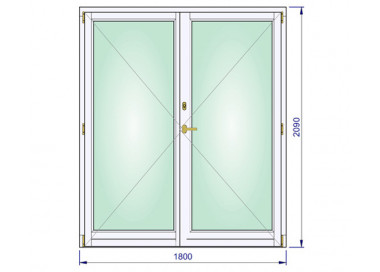 	Houten Raam 1800 x 2090 mm - dubbele vleugel	
