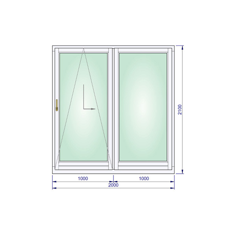 	Houten Schuifraam 2000 x 2100 mm	